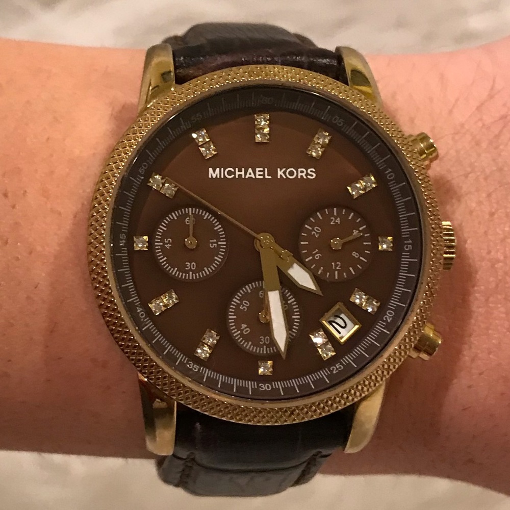 Michael Kors leather and gold watch